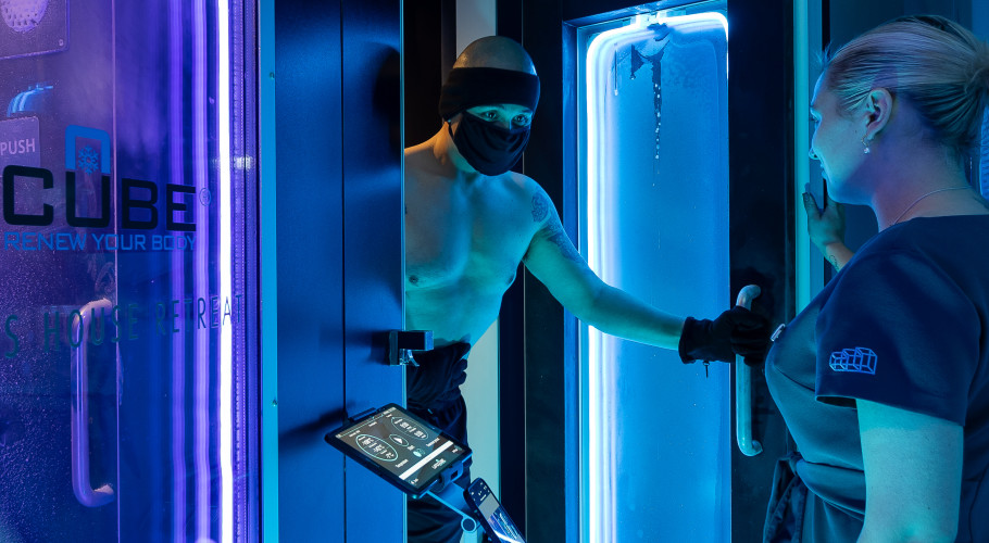 Man benefiting from Cryo chamber experience