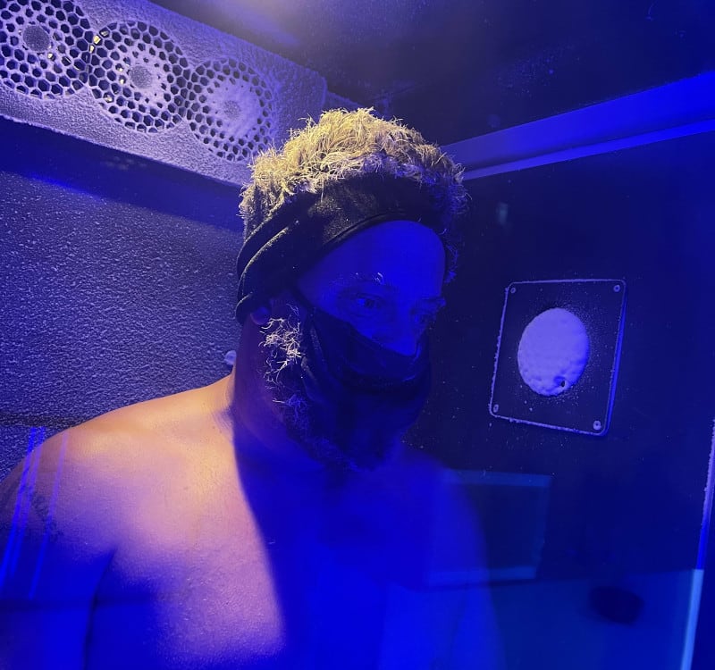 Man benefiting from Cryo chamber experience
