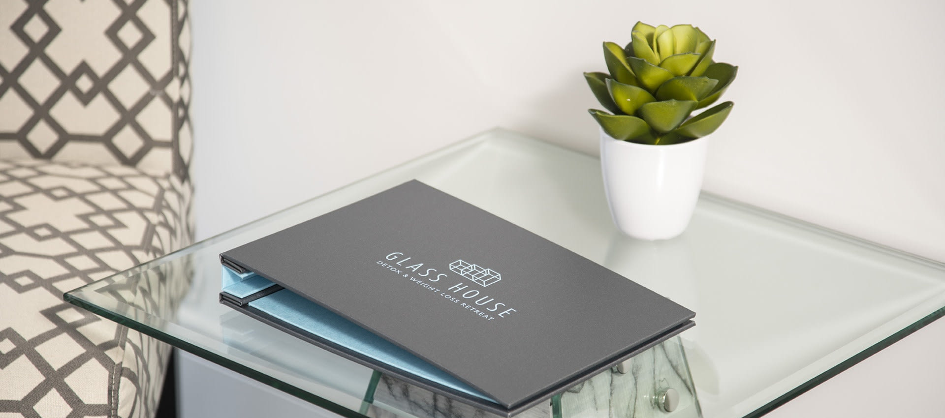 Brochure on table